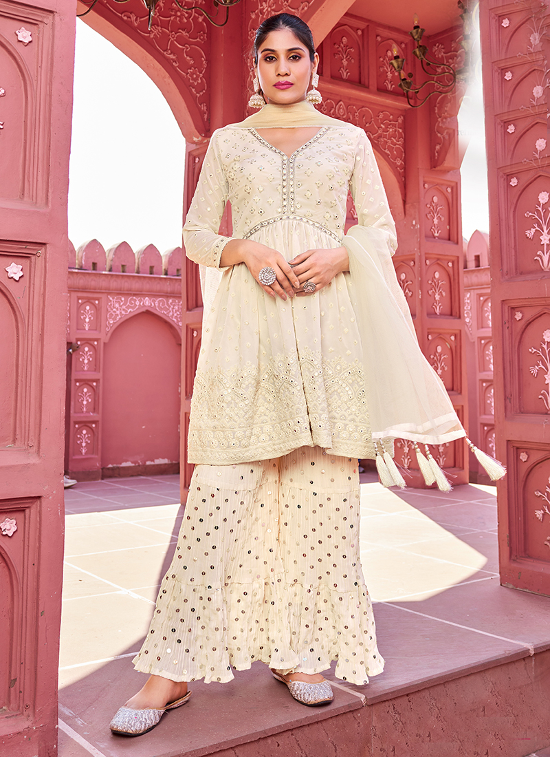 White sharara suit online sales